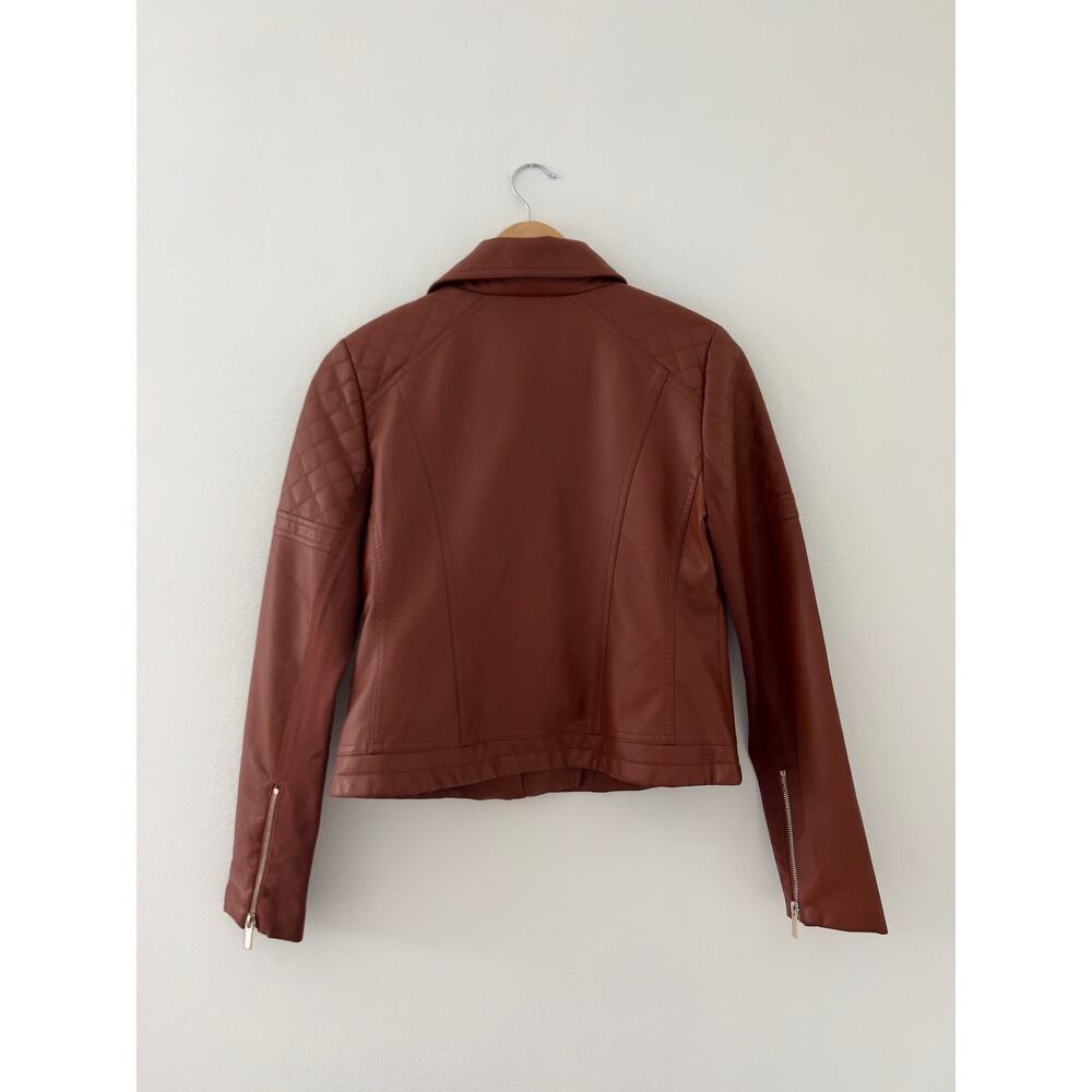 New York & Company Faux Leather Moto Jacket, Camel Color, Size XS, EUC - Picture 3 of 6